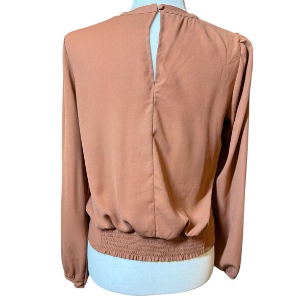 Nine West Womens Blouse Small Spice Long Sleeve Round‎ Neck Twist Front Top - Picture 5 of 16